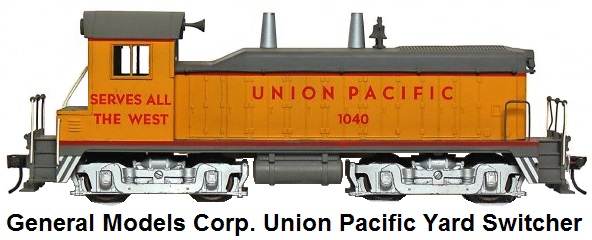 General Models Corp. 'O' scale Union Pacific EMD diesel yard switcher with single powered truck