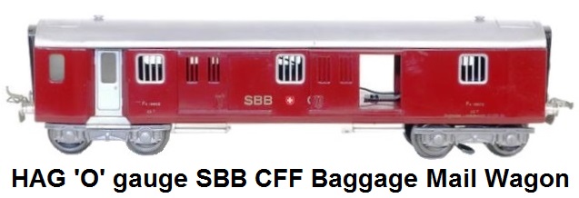 HAG 'O' gauge (Suisse), belle rame de quatre voitures des SBB CFF à boggies, en boîte circa 1948