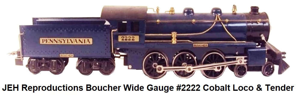 J. E. Harmon Reproduction Boucher Wide Gauge #2222 Cobalt Locomotive & Tender