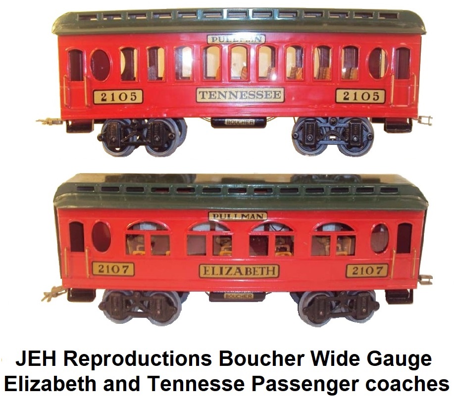 JEH Reproductions Boucher Wide Gauge Elizabeth and Tennesse Passenger coaches