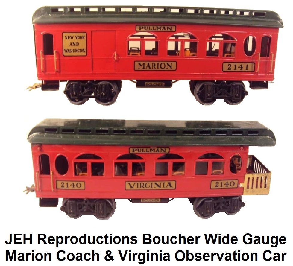 JEH Reproductions Boucher Wide Gauge Marion and Virginia Passenger coaches