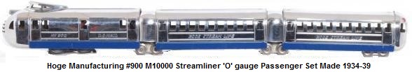 Hoge #900 Streamliner Set in 'O' gauge made 1934 - 1939