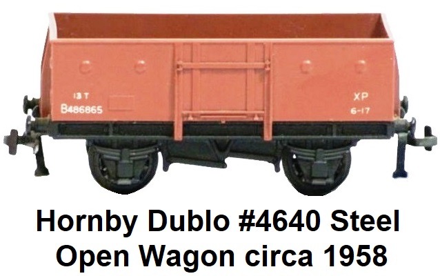 Hornby Dublo 4640 B486865 Steel Open Wagon circa 1958
