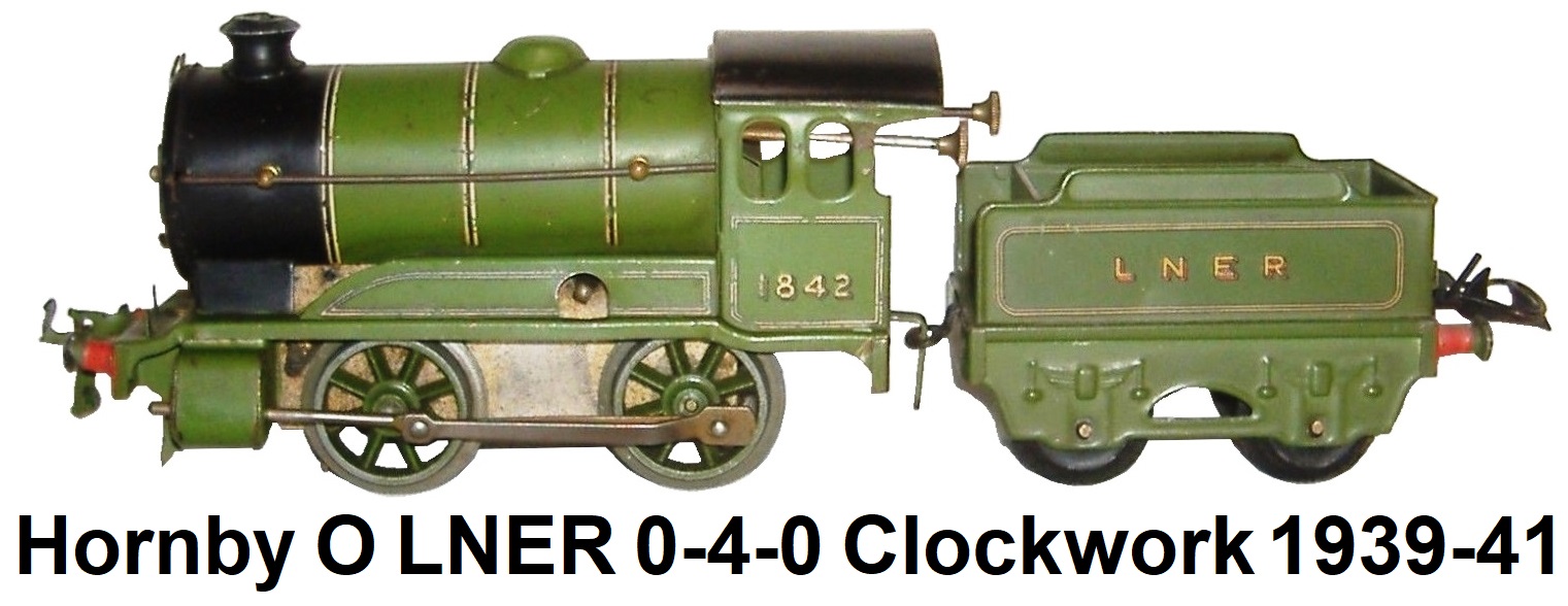 Hornby O gauge LNER 0-4-0 Clockwork #1842 Loco & Tender circa 1939-1941