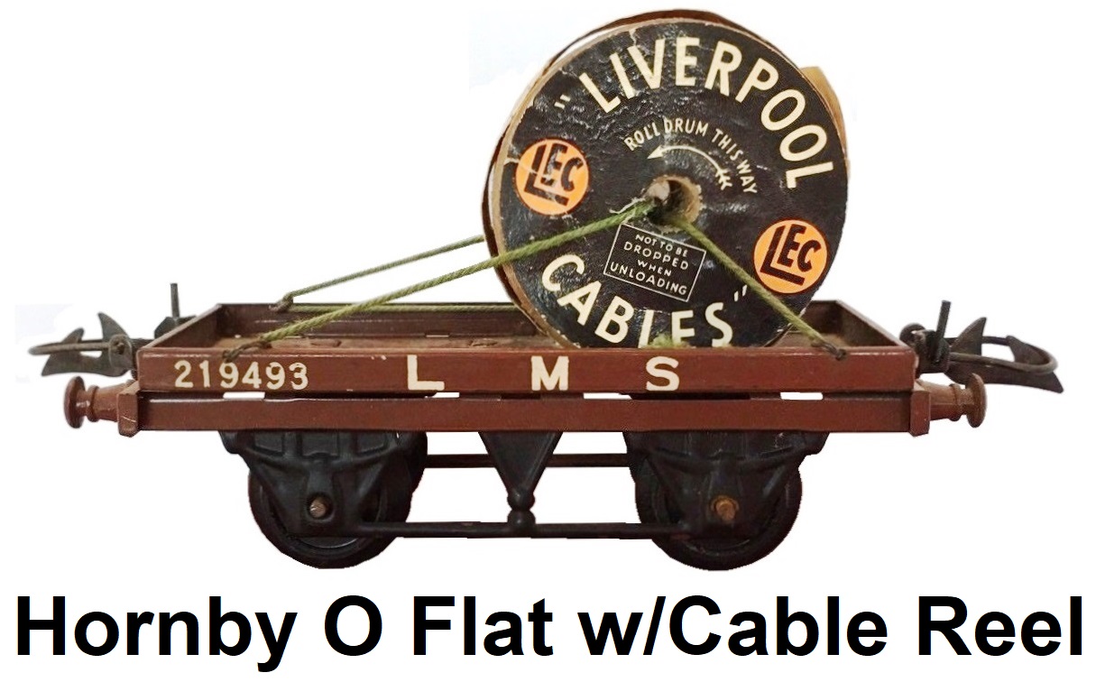 Hornby O gauge Meccano Tin Litho Flat Truck w/Cable Drum