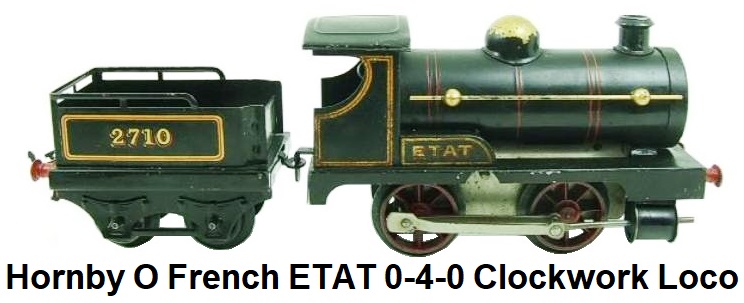 Hornby 'O' gauge French ETAT Black, 0-4-0 #1 Loco & Tender, RN 2710, Clockwork