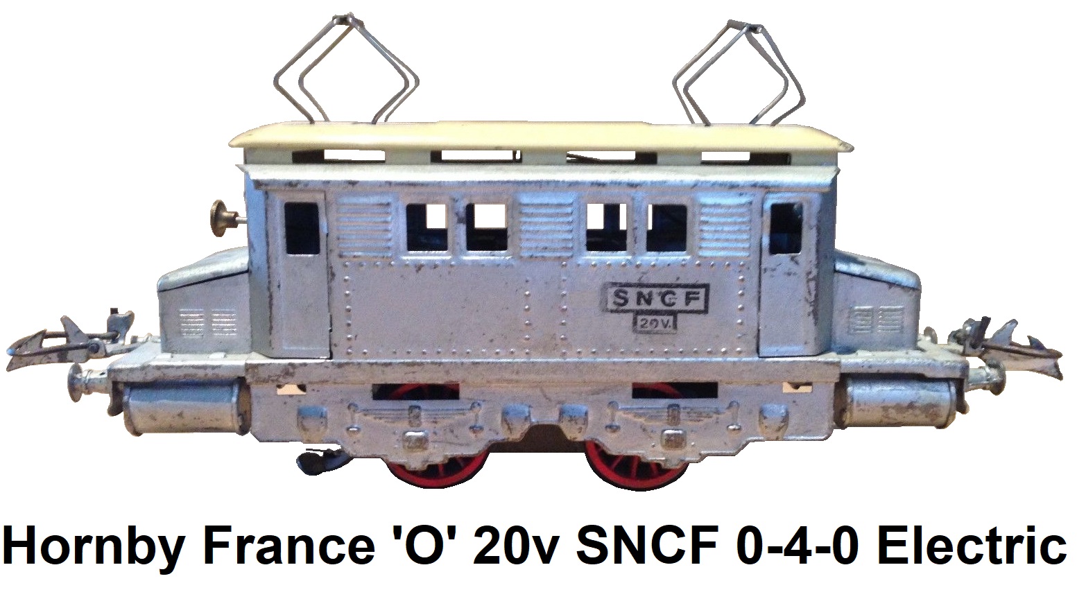 Hornby 'O' gauge French 20v Electric SNCF Silver 0-4-0 with overhead pantographs