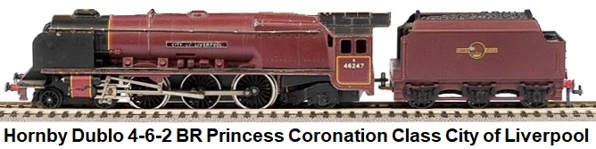 Hornby Dublo 3226 4-6-2 BR maroon Princess Coronation Class Locomotive and Tender #46247 City of Liverpool