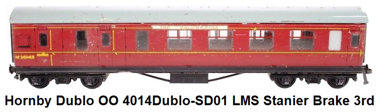 Hornby Dublo 'OO' 4014Dublo-SD01 LMS Stanier Brake 3rd Class M26143 in BR Maroon