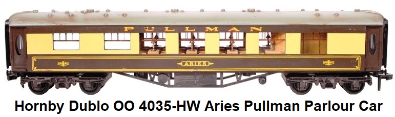Hornby Dublo 'OO' 4035-HW Pullman Parlour Car 'Aries' in Pullman Umber & Cream
