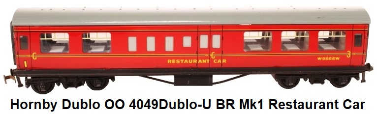 Hornby Dublo 'OO' 4049Dublo-U BR Mk1 Restaurant Composite W9566W in BR Red