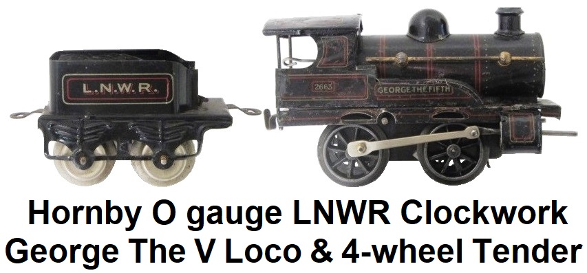 Hornby 'O' gauge LNWR clockwork George The V Locomotive and Tender