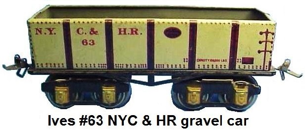 Ives 'O' gauge #63 NYC & HR tinplate lithographed gravel car