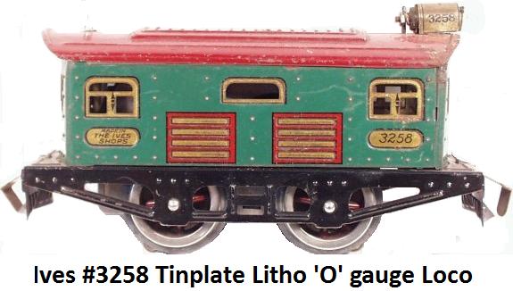 Ives Litho #3258 Locomotive in 'O' gauge circa 1919-20