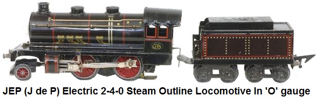 JEP 'O' gauge 2-4-0 Steam Outline Loco & Tender 3 Rail Electric