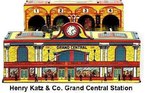 Henry Katz & Co. Tinplate Lithographed Grand Central Station Clockwork Toy Circa 1928