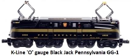 K-Line Black Jack #K2780-4935 GG-1 Pennsylvania Loco in 'O' gauge