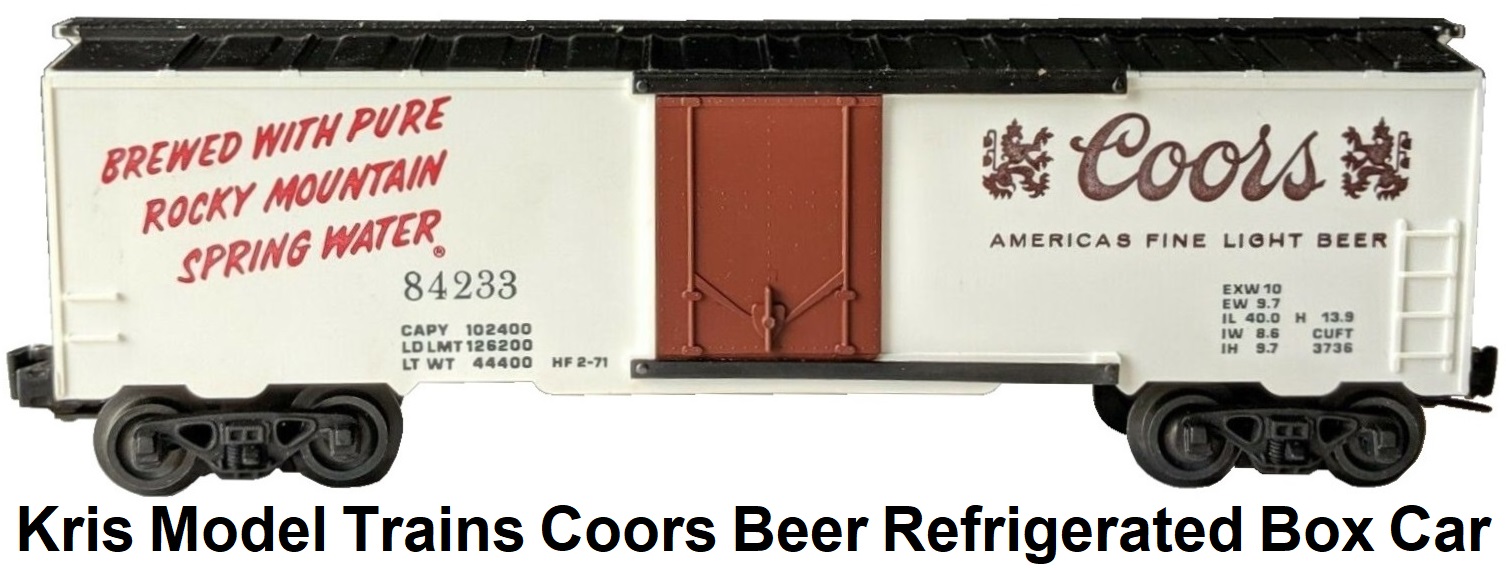 Kris Model Trains 'O' gauge Coor's Beer 40' refrigerated box car #84233
