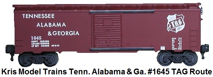 Kris Model Trains #1645 Tennessee Alabama & Georgia TAG Route