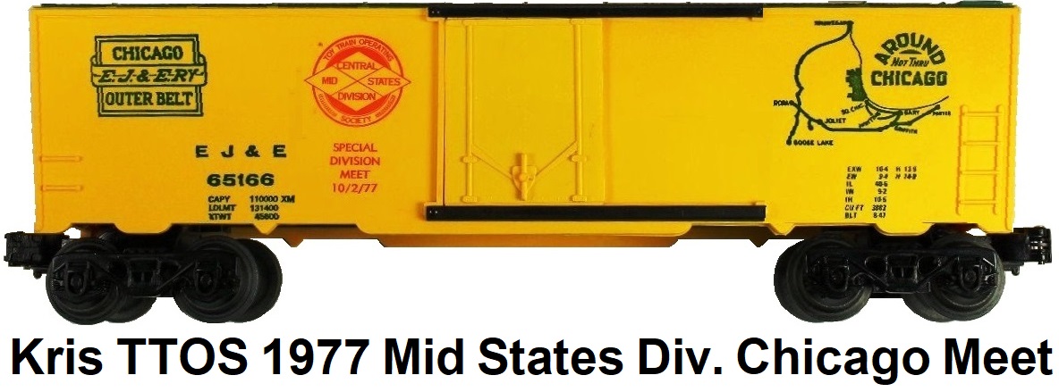 Kris Model Trains #65166 Chicago E.J. & E. RY Outer Belt TTOS 1977 Central Mid-States Division 1977 meet box car