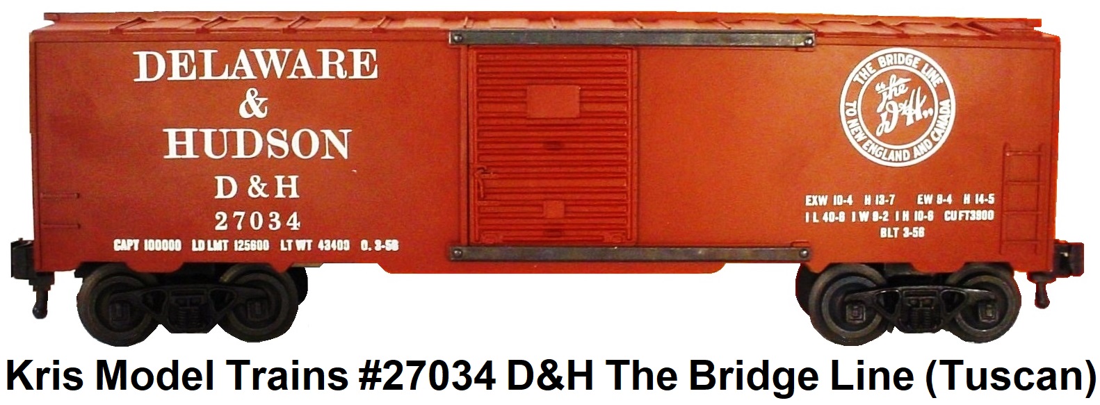 Kris Model Trains Delaware & Hudson Boxcar 'The Bridge Line' #27034 in Tuscan