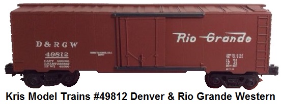 Kris Model Trains #49812 D & R G W Rio Grande box car