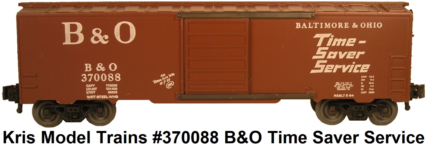 Kris Model Trains #370088 B&O Time Saver Service box car