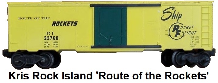Kris Model Trains Rock Island RR Route of the Rockets Ship Rocket Freight #22760 box car