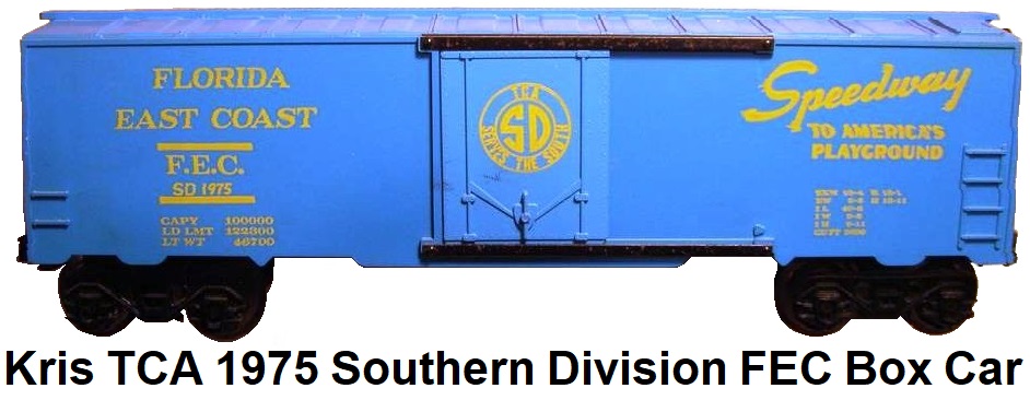 Kris Model Trains TCA 1975 Southern Division Florida East Coast RR 'Speedway to America's Playground' box car