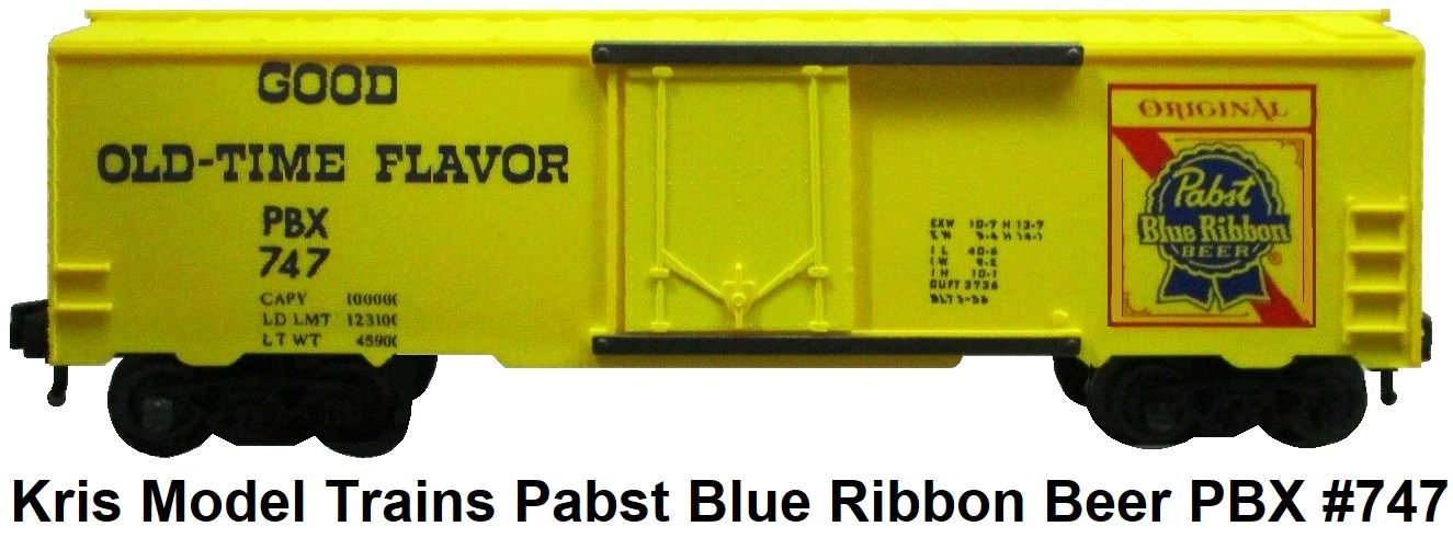 Kris Model Trains 'O' gauge Pabst Blue Ribbon Beer 40' refrigerated box car PBX #747