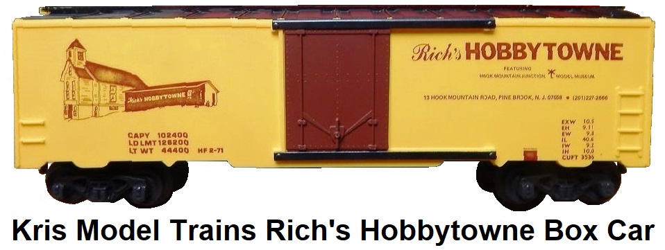 Kris Model Trains Rich's Hobbytowne box car