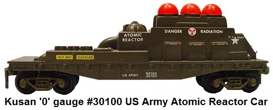 Kusan '0' gauge #30100 US Army reactor car with red flashing lights from the KF-110 Atomic Train Set