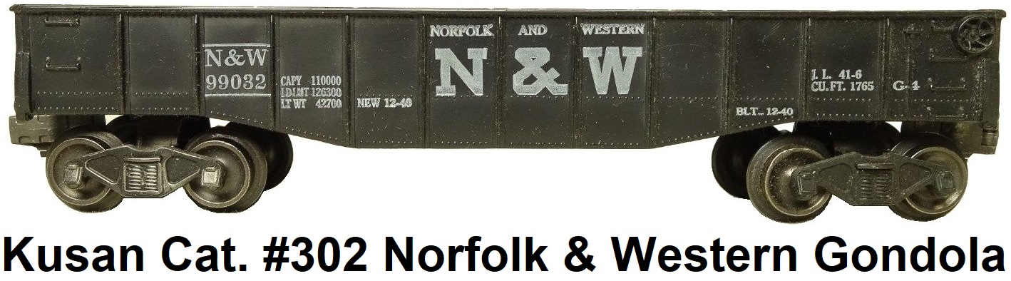 Kusan 'O' gauge Catalog #302 Norfolk & Western Gondola