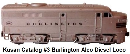Kusan KMT Catalog #3 Burlington Aloco Engine in 'O' gauge