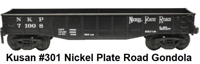 Kusan 'O' gauge Catalog #301 Nickel Plate Road Gondola