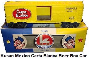 Kusan Mexico 'O' gauge Cervecer�a Cuauht�moc Carta Blanca Beer Box car Trenes Electricos Plastico Leon, SA