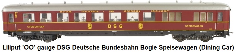 Liliput 'OO' gauge DSG Deutsche Bundesbahn 4-axle bogie Speisewagen (dining car)