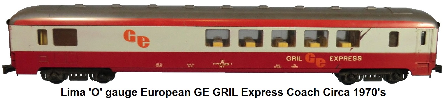 Lima 'O' gauge European GE GRIL Express Passenger Coach circa 1970's