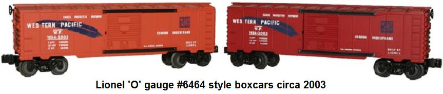 Lionel 'O' gauge 6464 style box cars made in 2003 by Western Division for the TCA National Convention