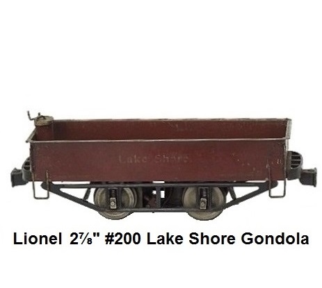 Lionel 2⅞ inch gauge Motorized #200 Lake Shore Gondola & Trailer