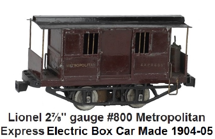Lionel 2⅞ inch gauge #800 electric 0-4-0 Metropolitan Express Car, circa 1904-1905