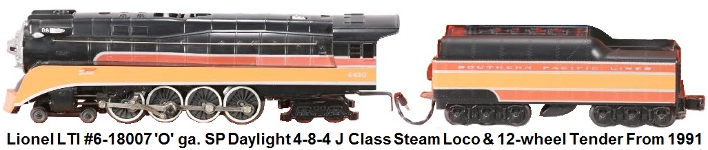 Lionel 'O' gauge LTI #6-18007 Southern Pacific Daylight J Class Steamer