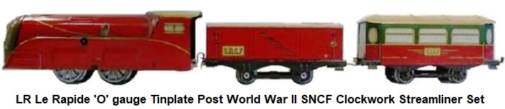LR Le Rapide 'O' gauge Post-World War II Clockwork Streamliner set
