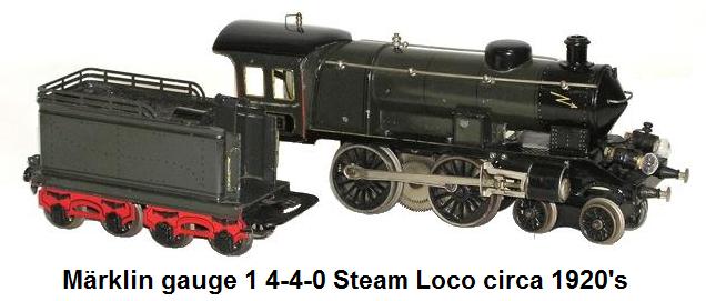 Märklin gauge 1 4-4-0 steam loco & tender circa 1920's