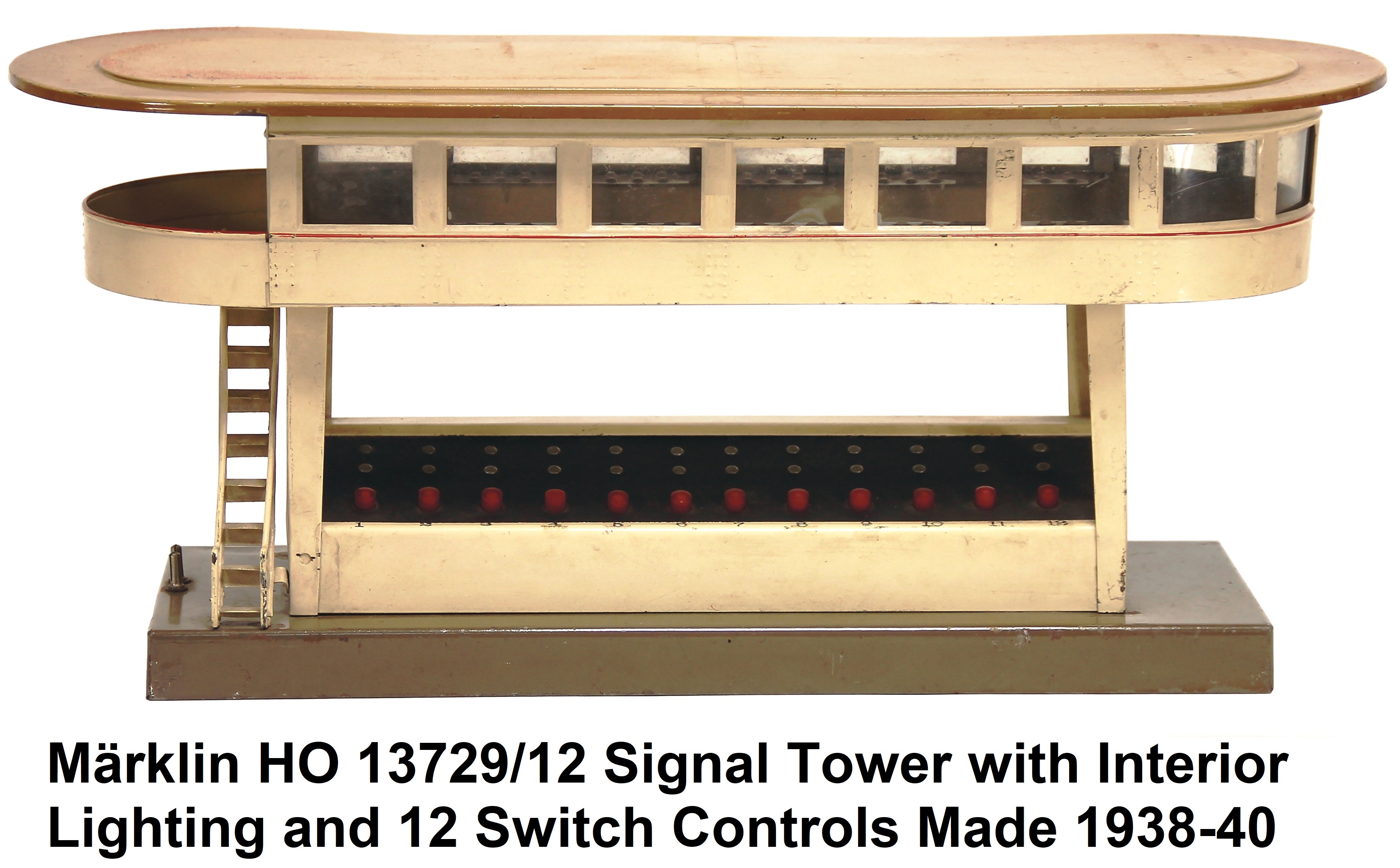 Märklin HO gauge 13729/12 signal tower with interior lighting, 12 switch connections made 1938-40