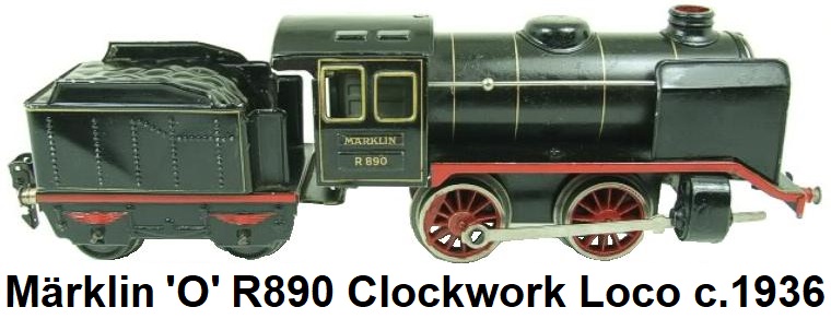 Märklin 'O' gauge R890 0-4-0 Loco & Tender #3410 Clockwork circa 1936