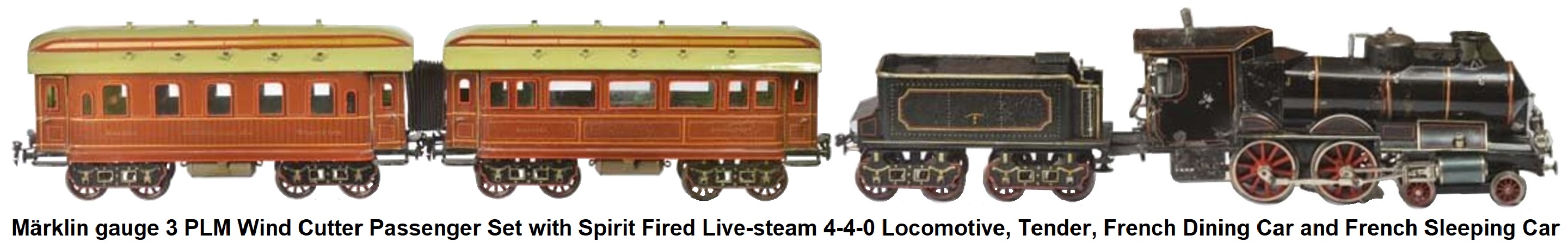 Märklin Gauge 3 train package with Spirit steam locomotive and tender, French dining car, French sleeping car