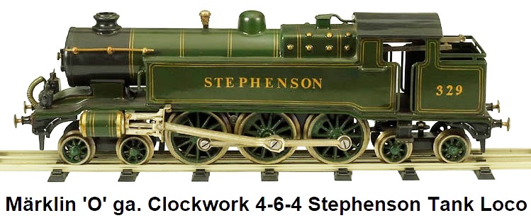 Prewar Märklin 'O' gauge Stephenson #329 clockwork tank locomotive circa 1925