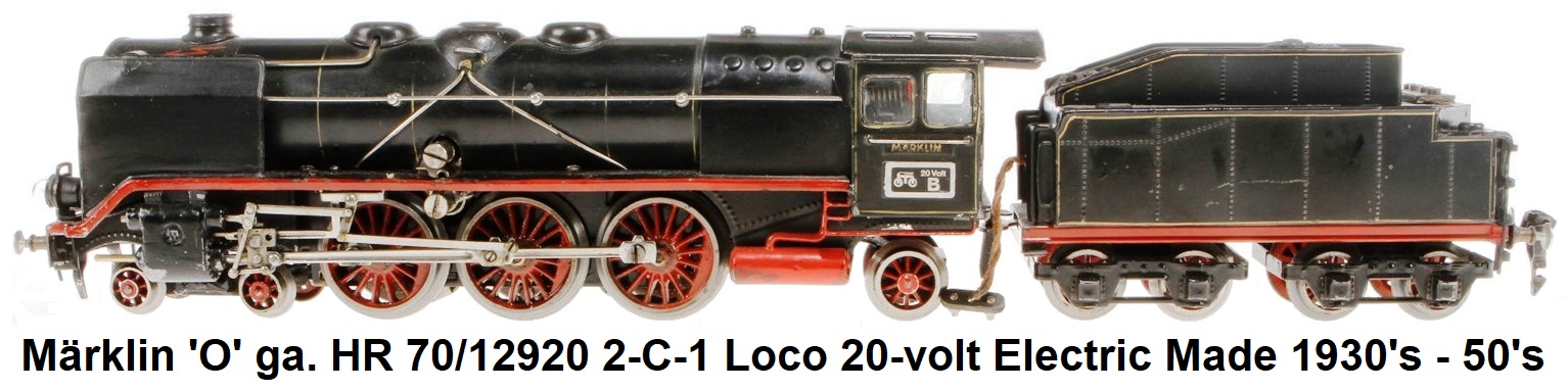 Märklin 'O' gauge  HR 70 12920 2-C-1 steam locomotive 20-volt electric made 1930's-50's