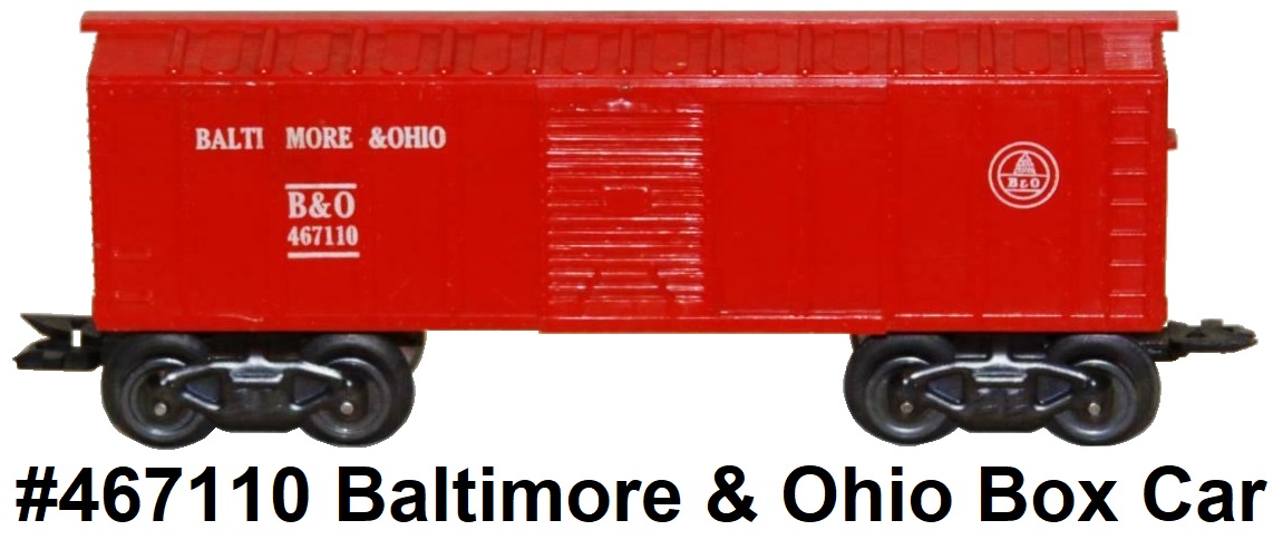 Marx 'O' gauge #467110 Baltimore & Ohio Plastic Shell Box car made 1950's